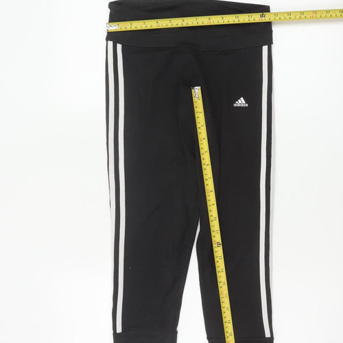 Adidas Women Black XS Climalite 3 Stripe Skinny Leggings Gym