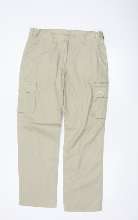 Trespass Men’s Beige S Cargo Trousers Straight Leg Multi Pocket