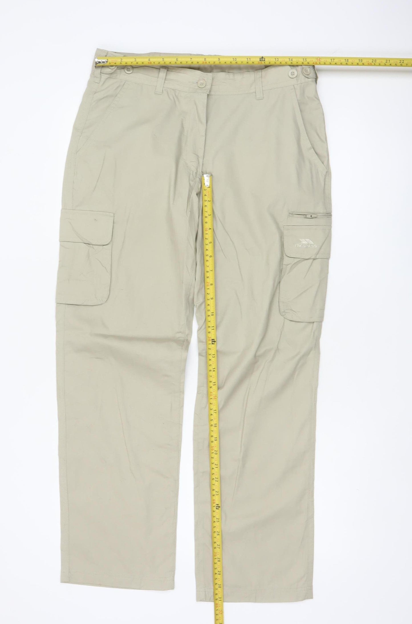 Trespass Men’s Beige S Cargo Trousers Straight Leg Multi Pocket