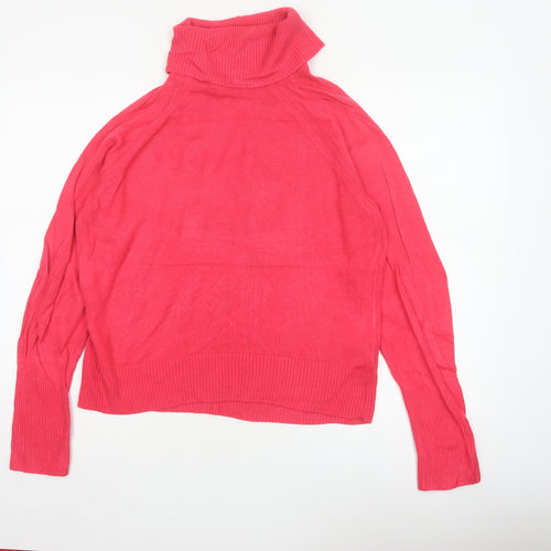 Marks and Spencer Women Pink M Roll Neck Raglan Knit Jumper