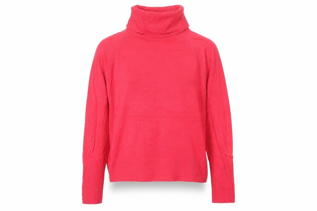Front view of Marks & Spencer Women Pink M Roll Neck Raglan Knit Jumper