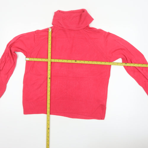 Marks and Spencer Women Pink M Roll Neck Raglan Knit Jumper