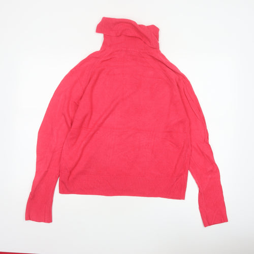 Marks and Spencer Women Pink M Roll Neck Raglan Knit Jumper