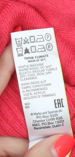 Marks and Spencer Women Pink M Roll Neck Raglan Knit Jumper
