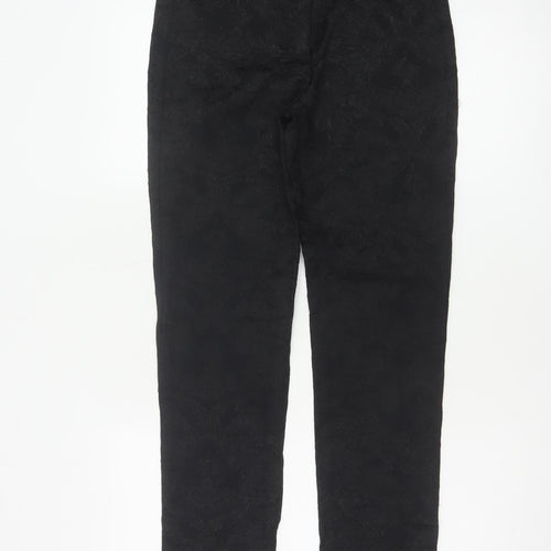 East Women’s Black Floral Jacquard Skinny Trousers UK 8 Stretch
