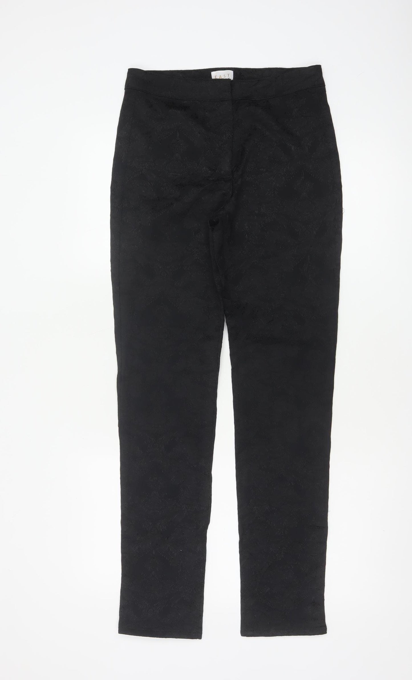 East Women’s Black Floral Jacquard Skinny Trousers UK 8 Stretch