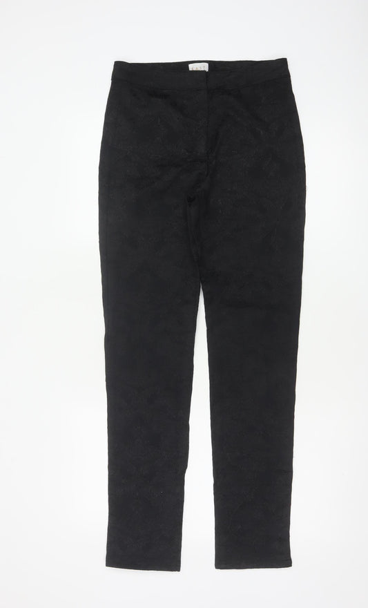 East Women’s Black Floral Jacquard Skinny Trousers UK 8 Stretch