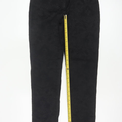 East Women’s Black Floral Jacquard Skinny Trousers UK 8 Stretch