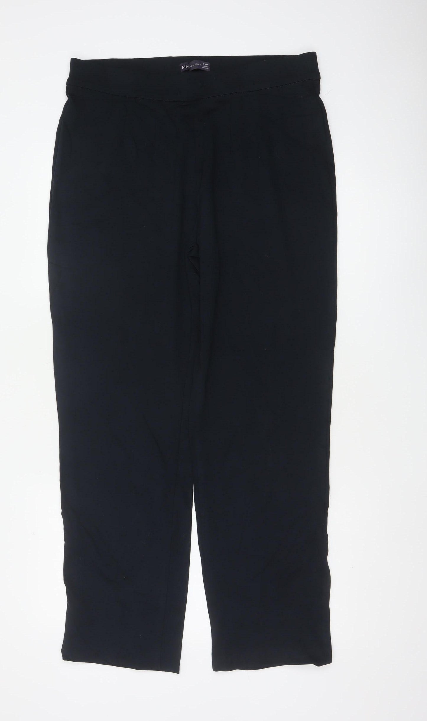 Marks & Spencer Women’s Black UK 16 Regular Pull-On Straight Trousers