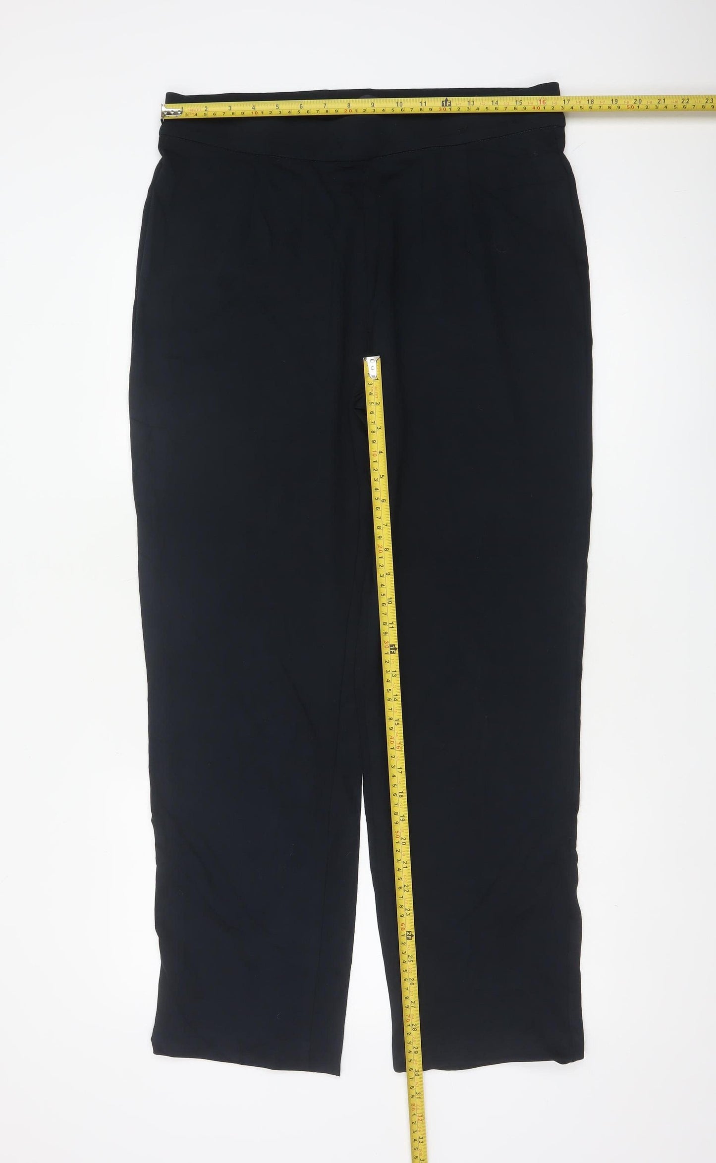 Marks & Spencer Women’s Black UK 16 Regular Pull-On Straight Trousers