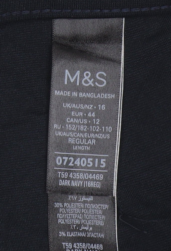 Marks & Spencer Women’s Black UK 16 Regular Pull-On Straight Trousers
