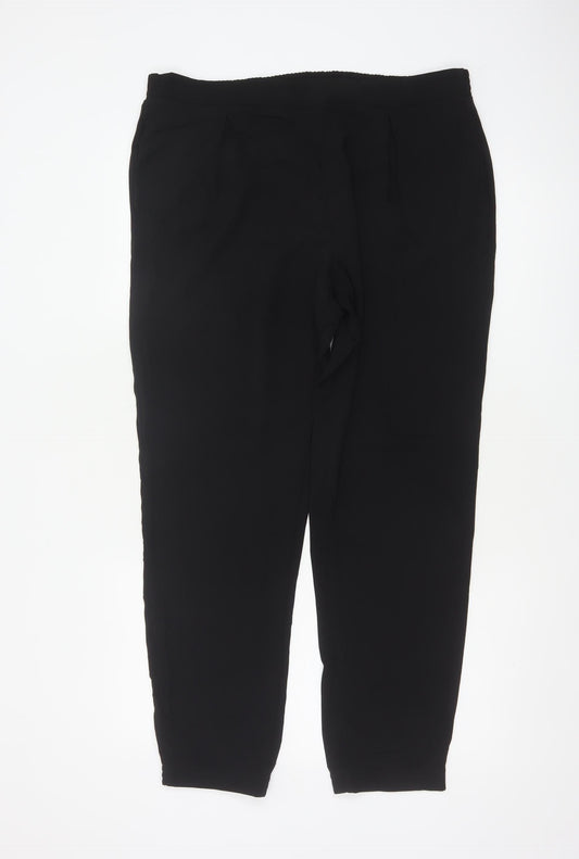 Dorothy Perkins Women Black UK 14 Tapered Elastic Waist Jogger Trousers