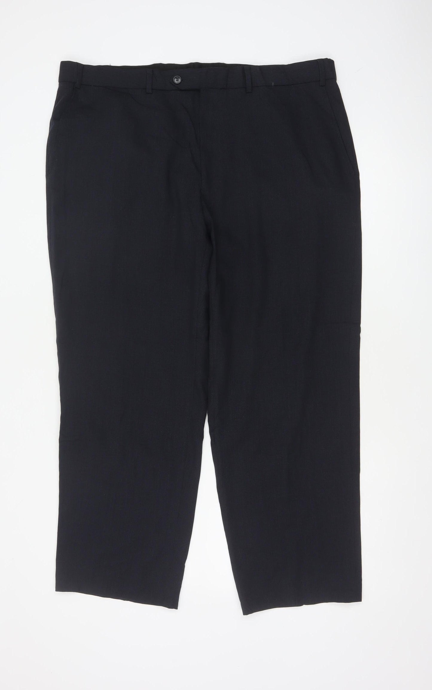 Marks and Spencer Men's Navy 40in Wool Blend Tailored Dress Trousers