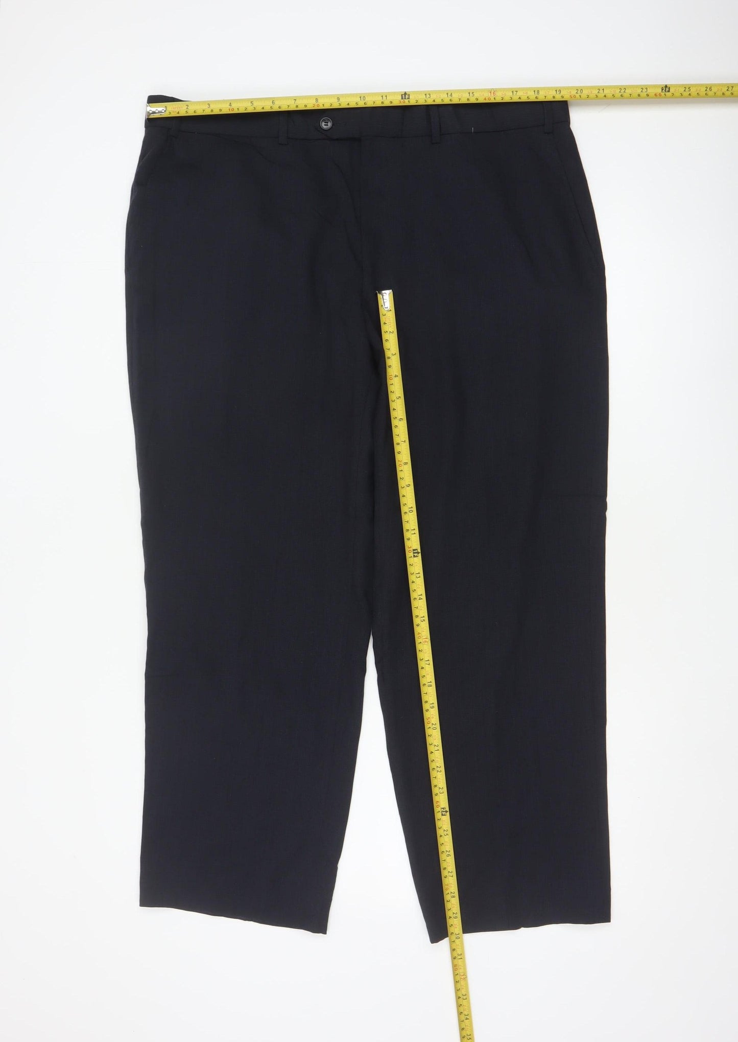 Marks and Spencer Men's Navy 40in Wool Blend Tailored Dress Trousers