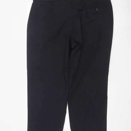 Marks and Spencer Men's Navy 40in Wool Blend Tailored Dress Trousers
