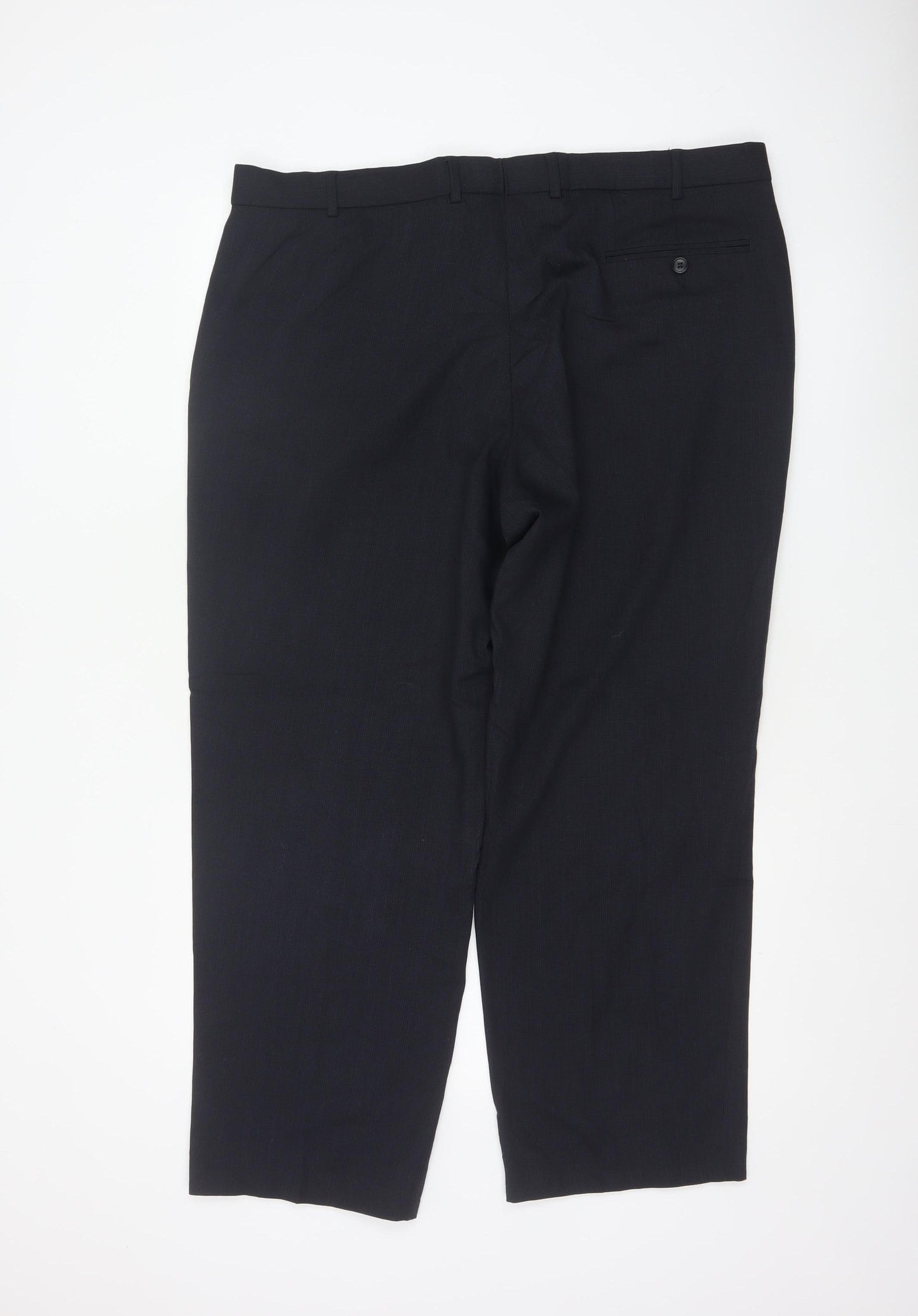 Marks and Spencer Men's Navy 40in Wool Blend Tailored Dress Trousers