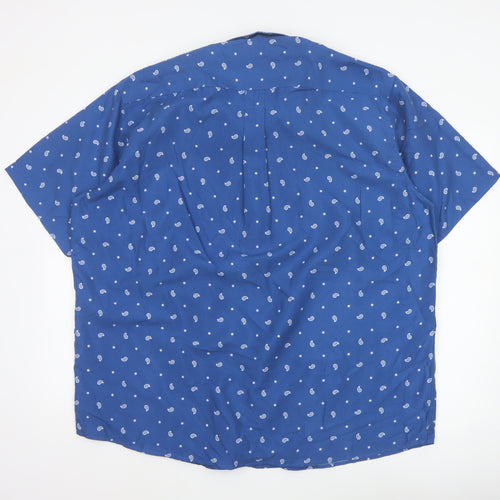 Cotton Traders Men’s Blue 2XL Paisley Print Short Sleeve Button-Up Shirt