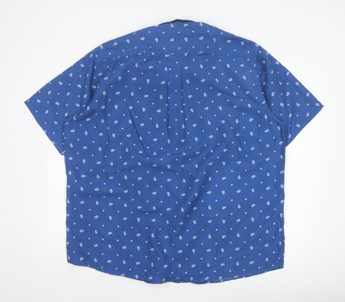Cotton Traders Men’s Blue 2XL Paisley Print Short Sleeve Button-Up Shirt