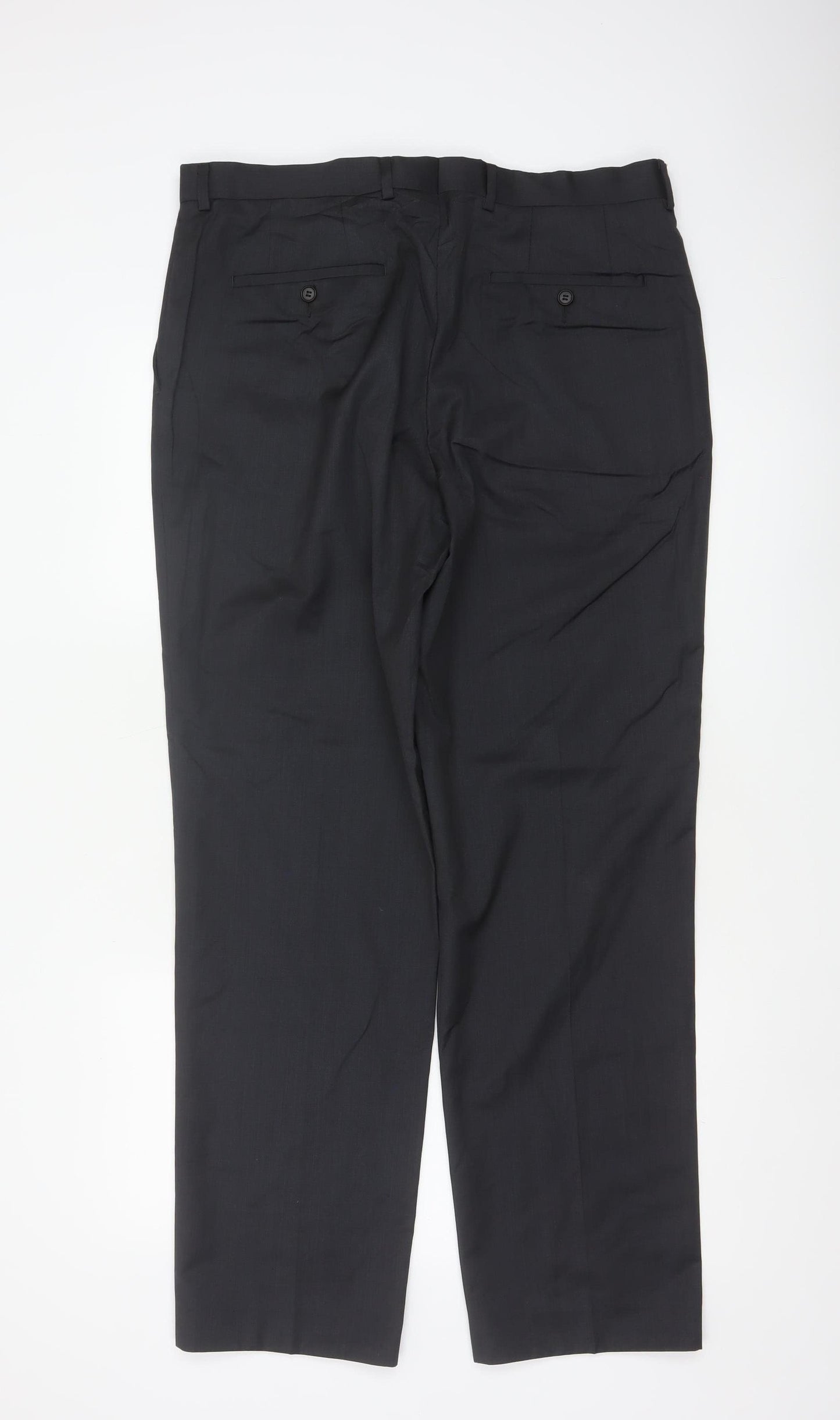 Austin Reed Men’s Black 36R Wool Blend Straight Dress Trousers