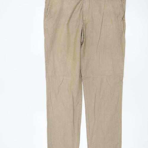Marks & Spencer Men Beige 36in Chino Trousers 31in Leg Stretch Cotton