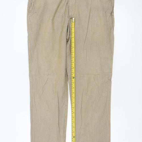 Marks & Spencer Men Beige 36in Chino Trousers 31in Leg Stretch Cotton