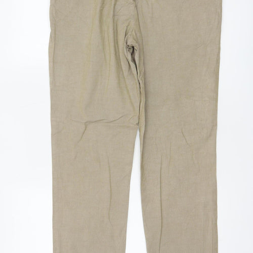 Marks & Spencer Men Beige 36in Chino Trousers 31in Leg Stretch Cotton