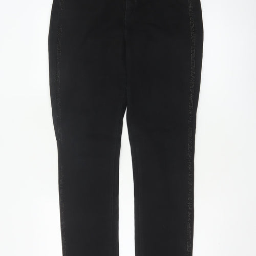NYDJ Women’s Black UK 14 High Rise Skinny Rhinestone Jeans