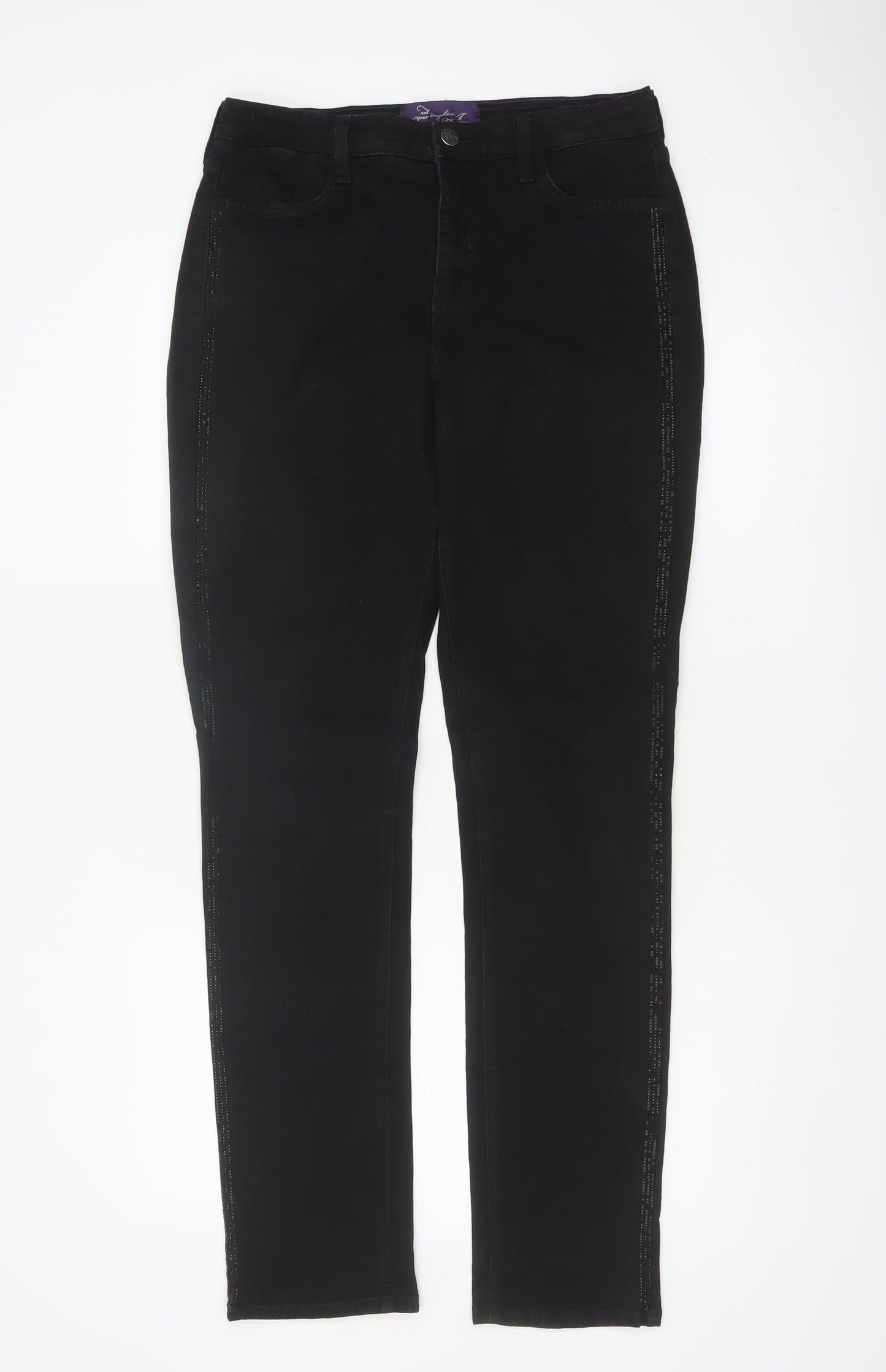 NYDJ Women’s Black UK 14 High Rise Skinny Rhinestone Jeans