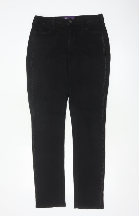 NYDJ Women’s Black UK 14 High Rise Skinny Rhinestone Jeans