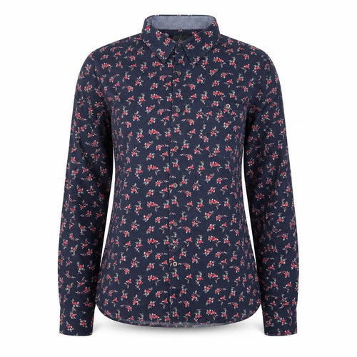 linea Women’s Blue Floral Cotton Tailored Fit Button-Up Shirt M