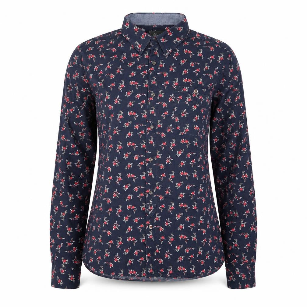 linea Women’s Blue Floral Cotton Tailored Fit Button-Up Shirt M