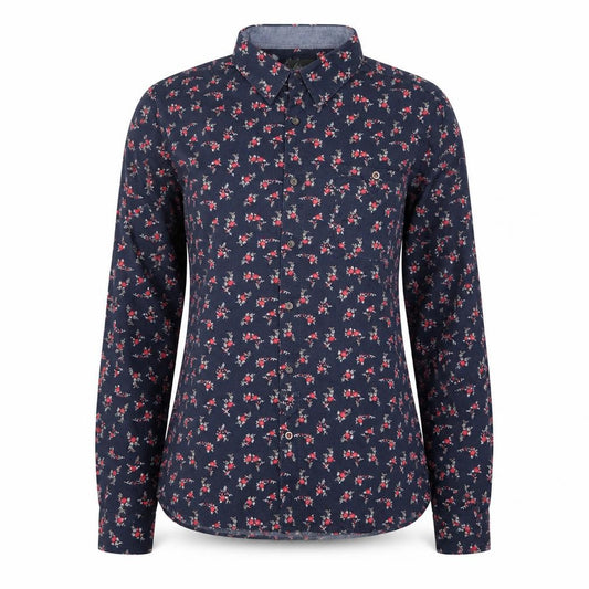 linea Women’s Blue Floral Cotton Tailored Fit Button-Up Shirt M