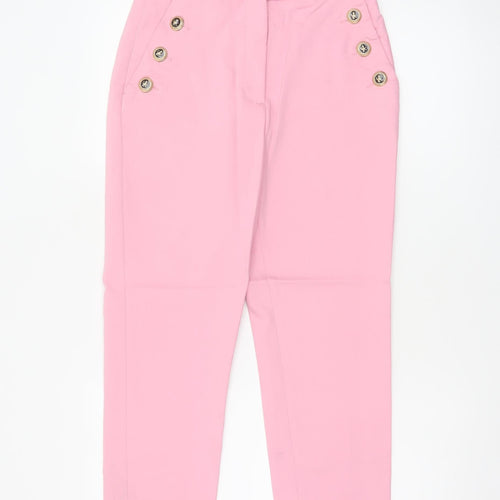 Zara Women Pink Size 8 High Rise Tapered Button Detail Trousers