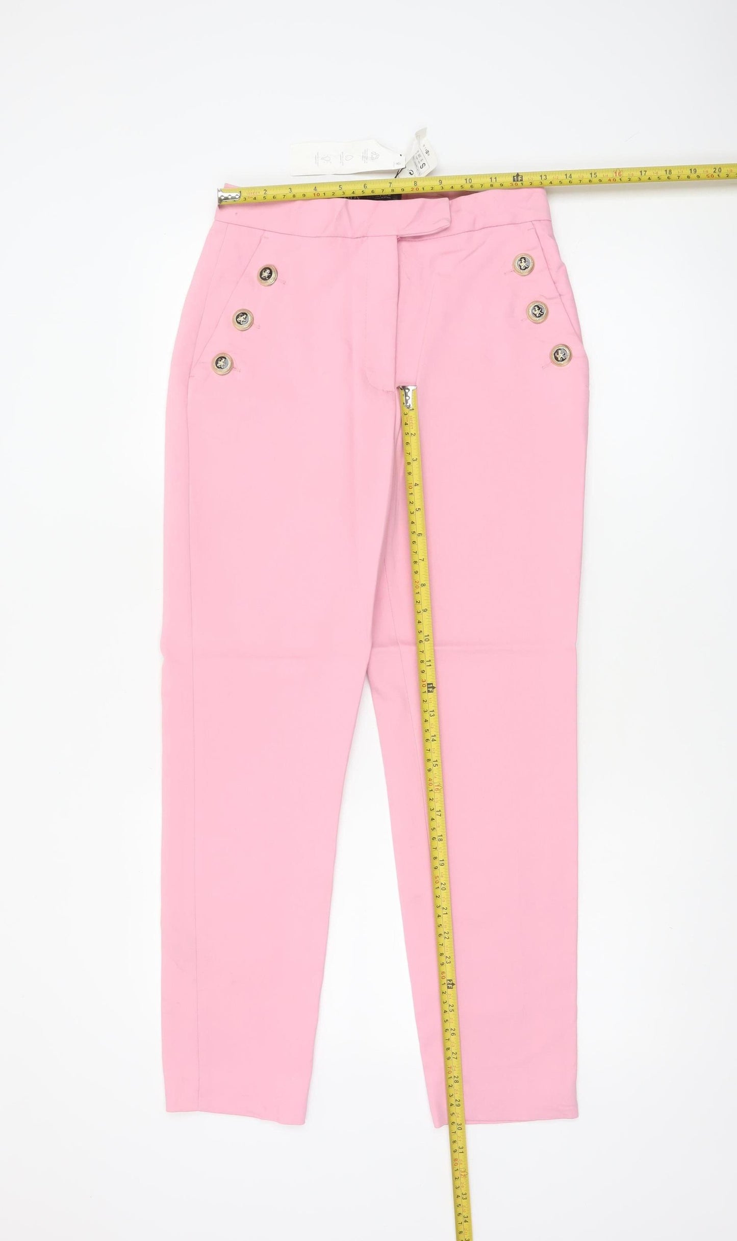 Zara Women Pink Size 8 High Rise Tapered Button Detail Trousers