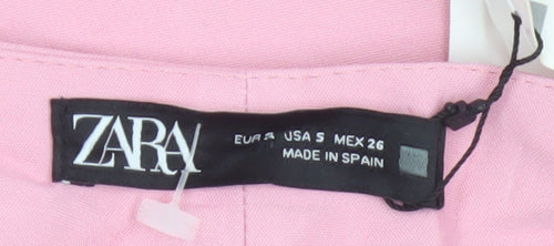Zara Women Pink Size 8 High Rise Tapered Button Detail Trousers