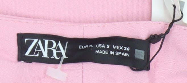 Zara Women Pink Size 8 High Rise Tapered Button Detail Trousers