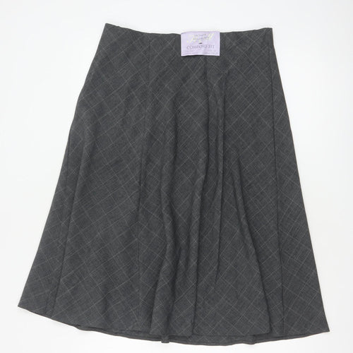 Honor Millburn Women's Grey Check Flare Midi Skirt UK 14 Lined