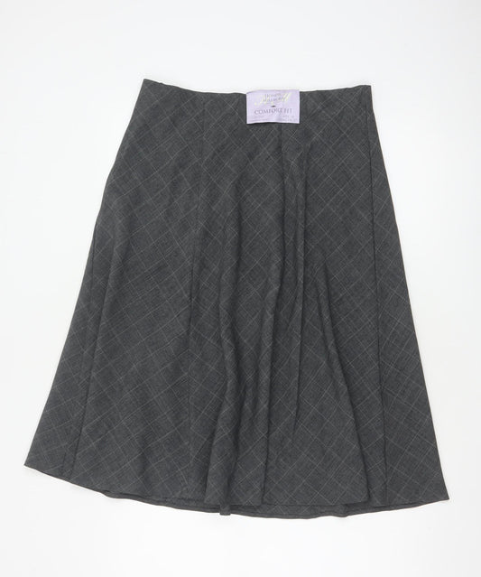 Honor Millburn Women's Grey Check Flare Midi Skirt UK 14 Lined