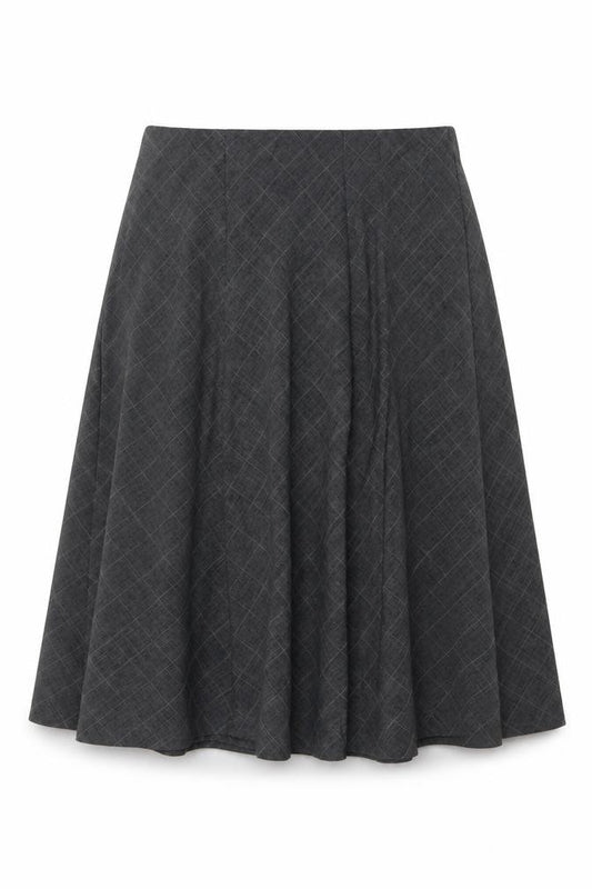 Honor Millburn Women's Grey Check Flare Midi Skirt UK 14 Lined