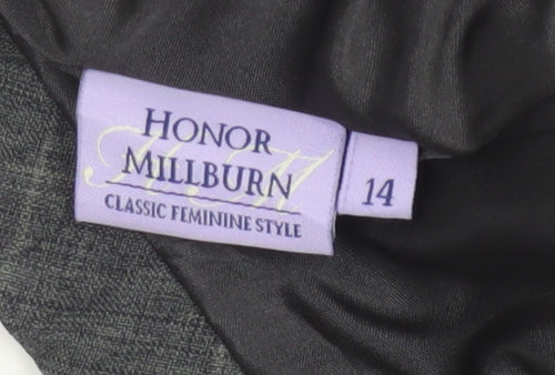 Honor Millburn Women's Grey Check Flare Midi Skirt UK 14 Lined