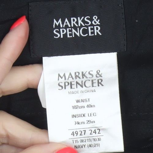 Marks & Spencer Men’s Navy Pinstripe Dress Trousers 40in 29in