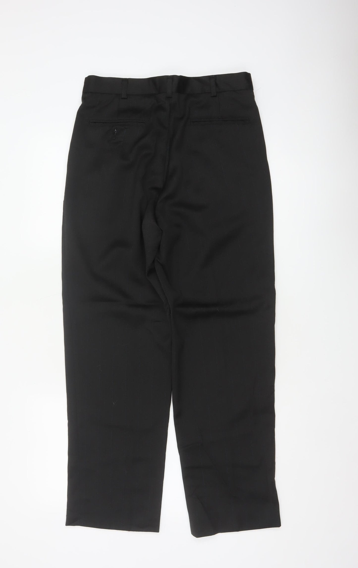 Korres Men Black W31 L39 Wool Blend Pleated Pinstripe Dress Trousers