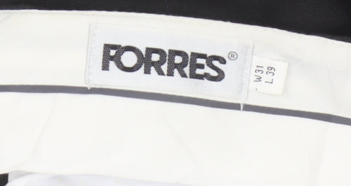 Korres Men Black W31 L39 Wool Blend Pleated Pinstripe Dress Trousers