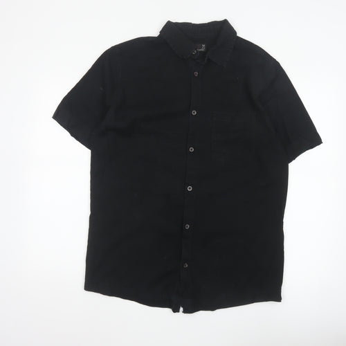Next SP Men's Black M Short Sleeve Cotton Button-Up Pocket Shirt