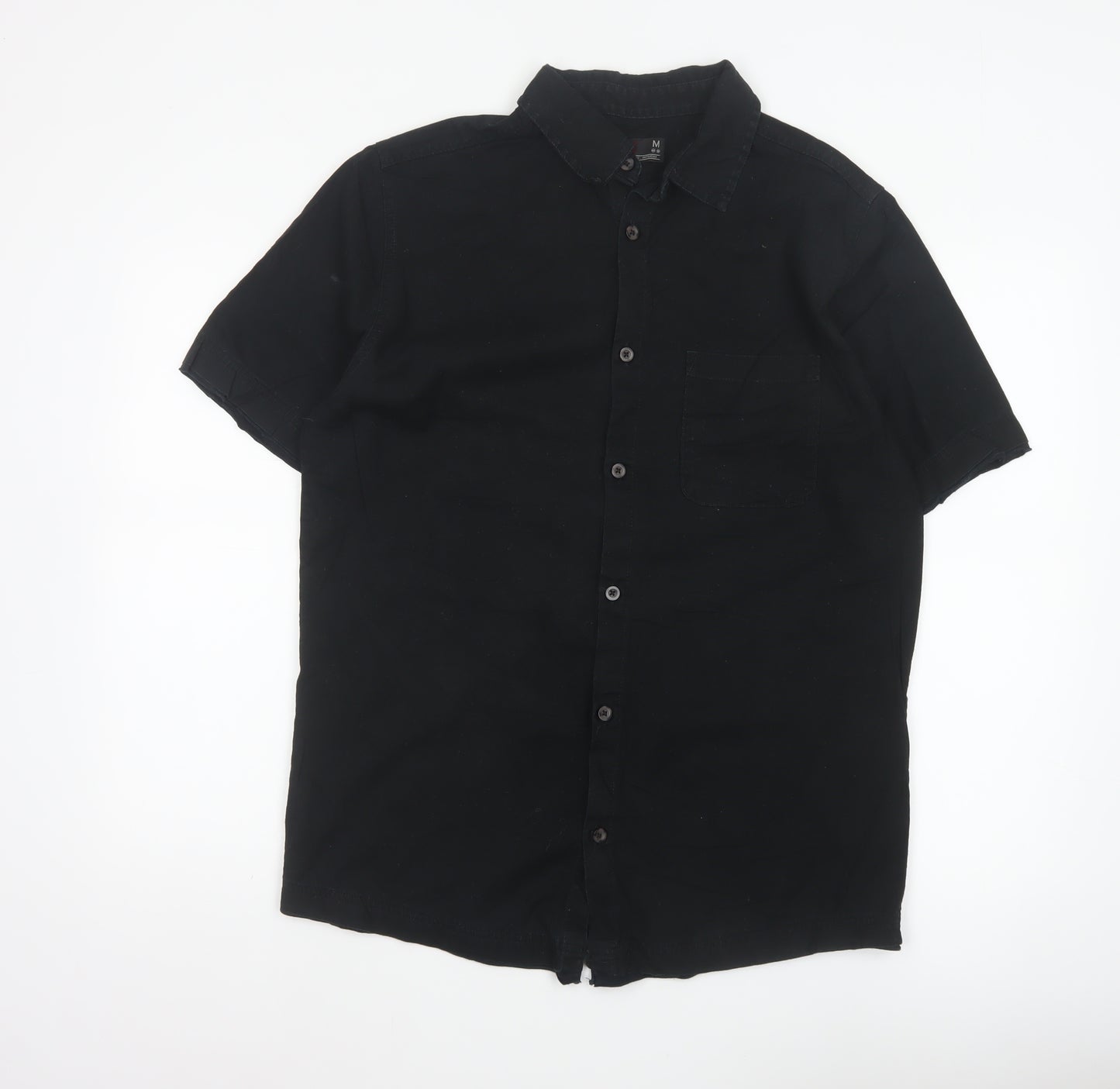 Next SP Men's Black M Short Sleeve Cotton Button-Up Pocket Shirt