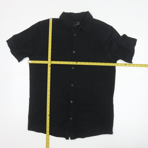 Next SP Men's Black M Short Sleeve Cotton Button-Up Pocket Shirt
