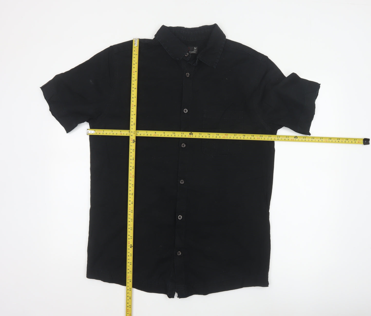 Next SP Men's Black M Short Sleeve Cotton Button-Up Pocket Shirt