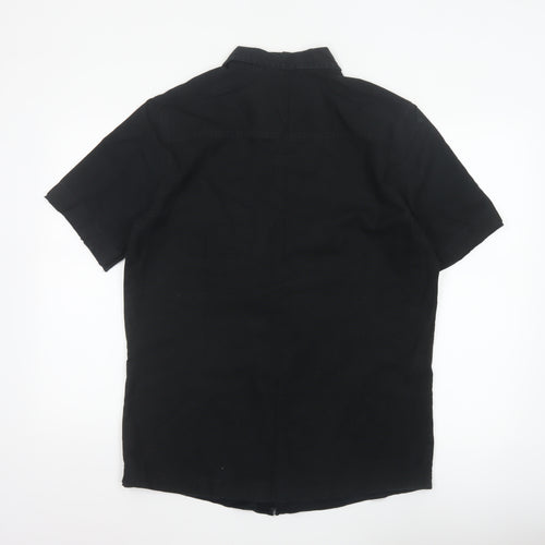 Next SP Men's Black M Short Sleeve Cotton Button-Up Pocket Shirt