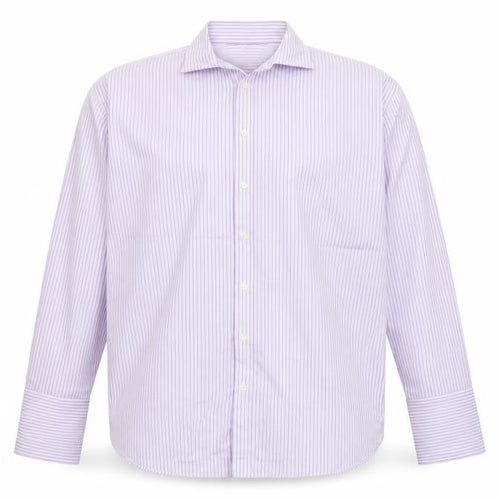 Marks and Spencer Men Purple 17in 43cm Cotton Striped Formal Shirt
