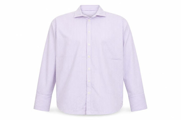 Marks and Spencer Men Purple 17in 43cm Cotton Striped Formal Shirt
